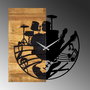 Wallity Wooden Clock 33 Reloj de Pared de Madera Nogal y Negro